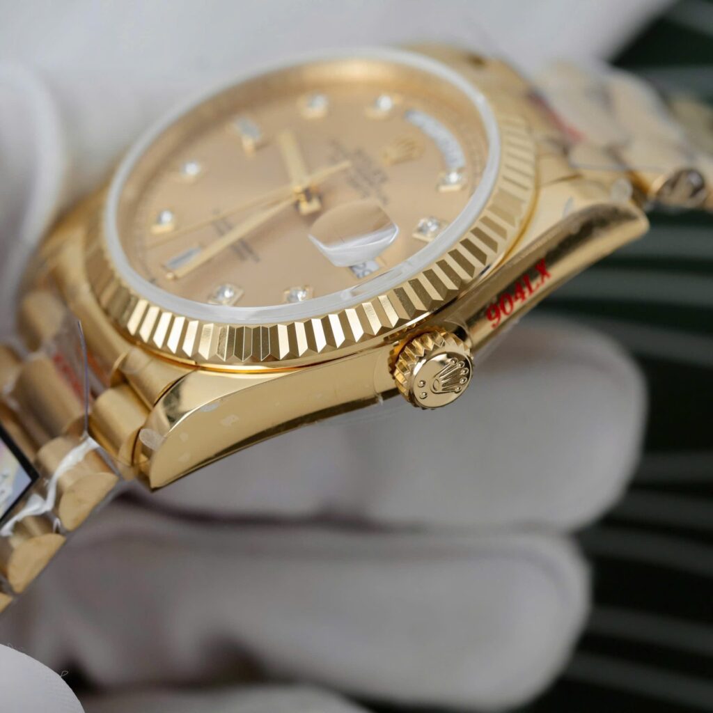 Super Clone Rolex Day-Date Champagne Diamond Dial 128238-0008 36 mm – Swiss SuperClone