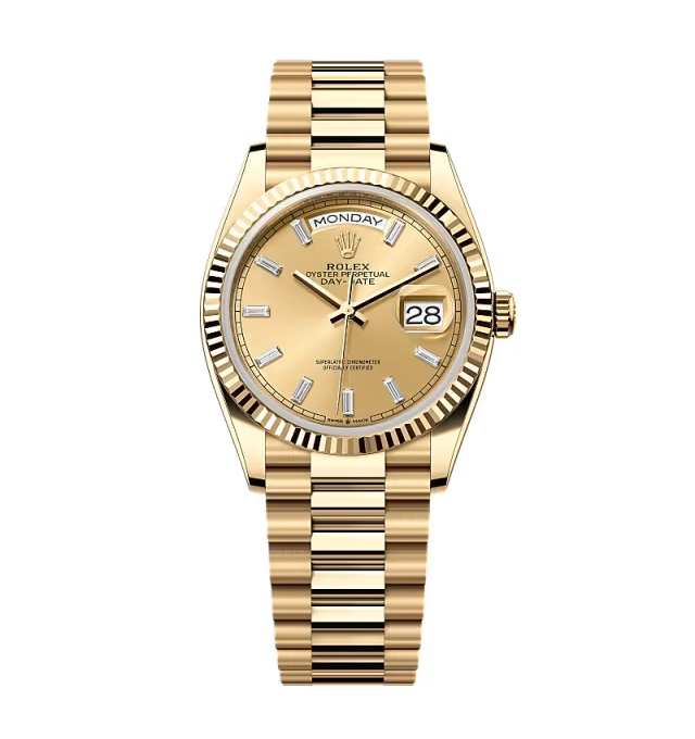 Super Clone Rolex Day-Date Champagne Diamond Dial 128238-0132 36 mm – Swiss SuperClone