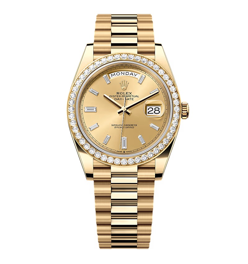 Super Clone Rolex Day-Date Champagne Diamond Dial 228348rbr-0002 40 mm – Swiss SuperClone