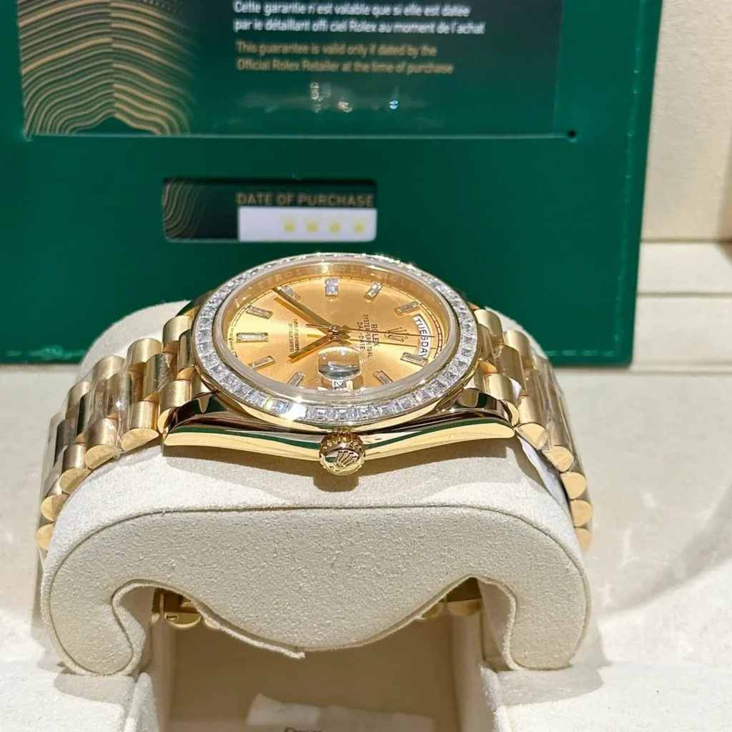 Super Clone Rolex Day-Date Champagne Diamond Dial 228348rbr-0002 40 mm – Swiss SuperClone