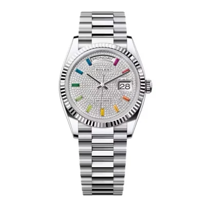 Super Clone Rolex Day-Date Diamond-Paved Dial 128236-0003 36 mm