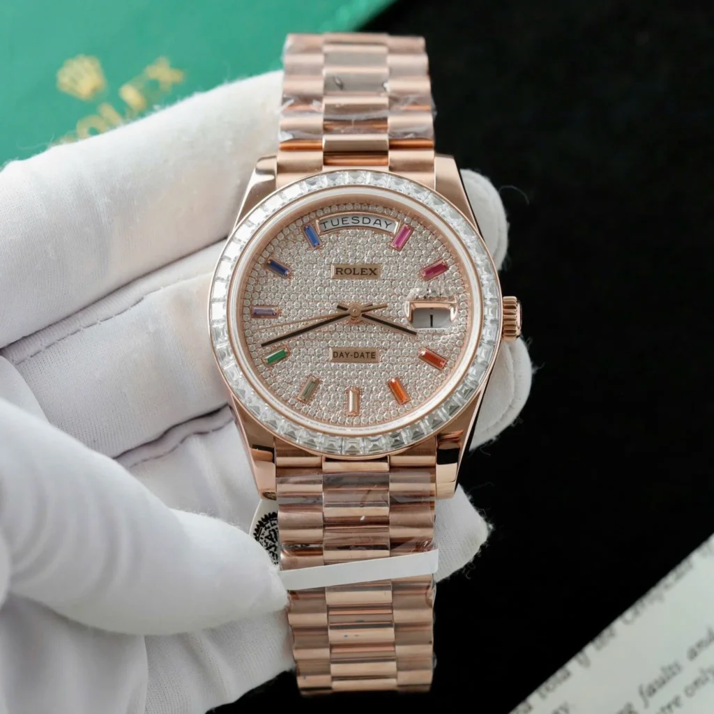 Super Clone Rolex Day-Date Diamond-Paved Dial 128345rbr-0042 36 mm