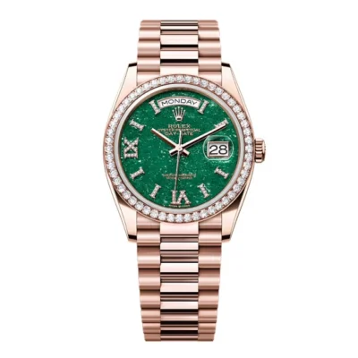 Super Clone Rolex Day-Date Green Aventurine Diamond Dial 128345rbr-0068 36 mm
