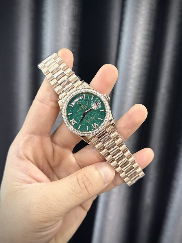 Super Clone Rolex Day-Date Green Aventurine Diamond Dial 128345rbr-0068 36 mm