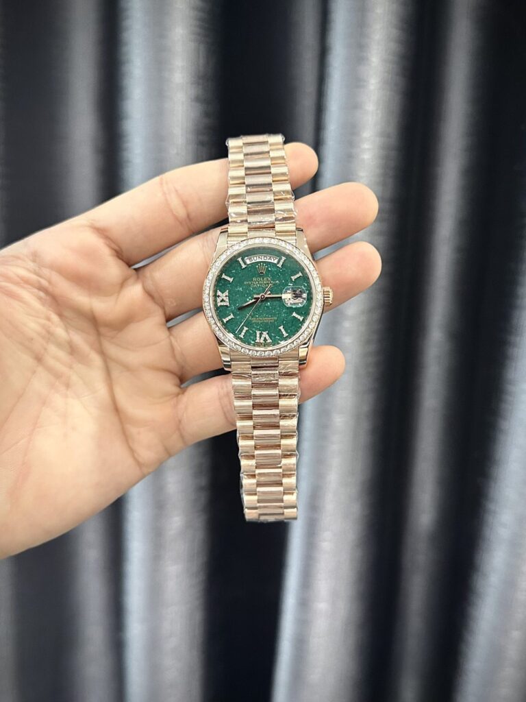 Super Clone Rolex Day-Date Green Aventurine Diamond Dial 128345rbr-0068 36 mm