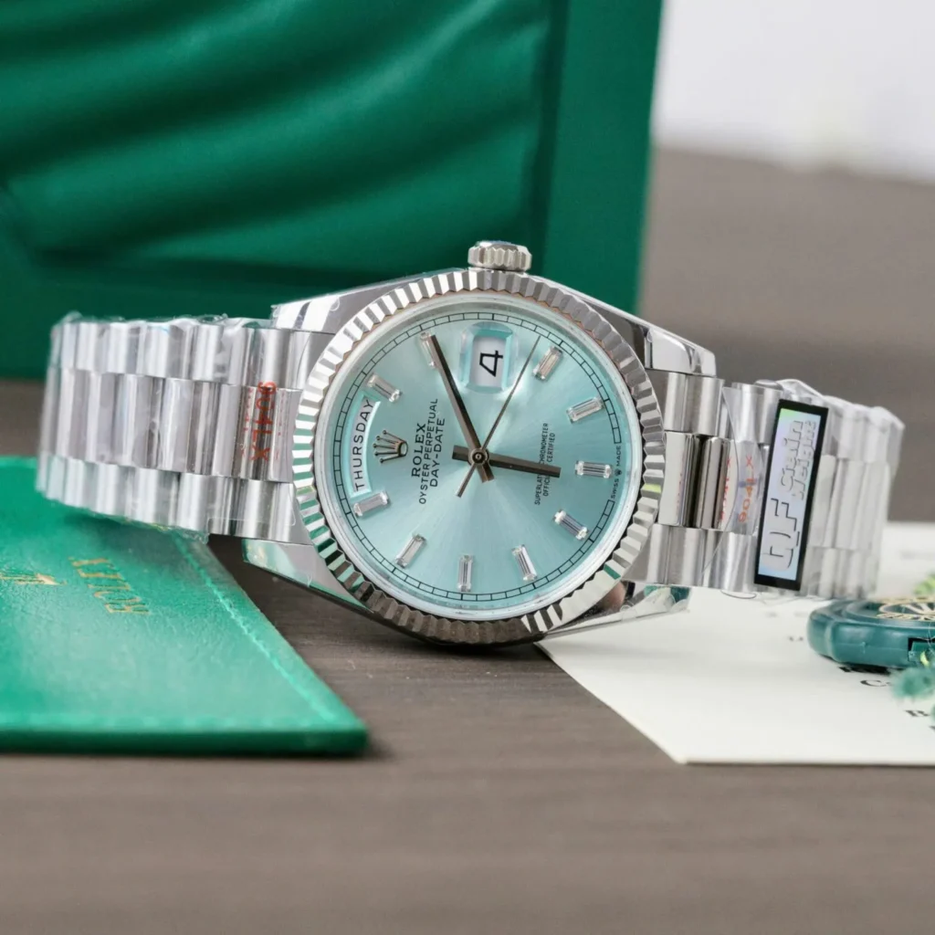 Super Clone Rolex Day-Date Ice Blue Diamond Dial 128236-0009 36 mm – Swiss SuperClone