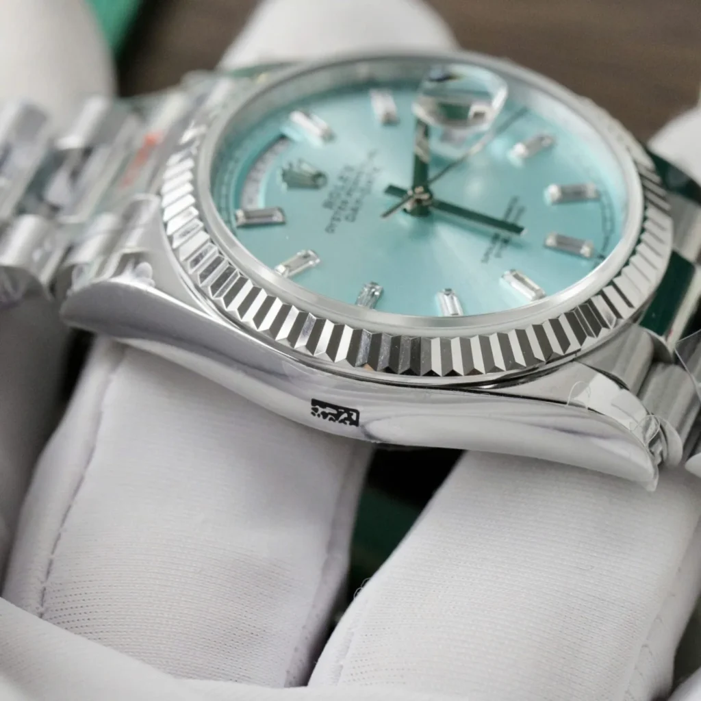Super Clone Rolex Day-Date Ice Blue Diamond Dial 128236-0009 36 mm – Swiss SuperClone