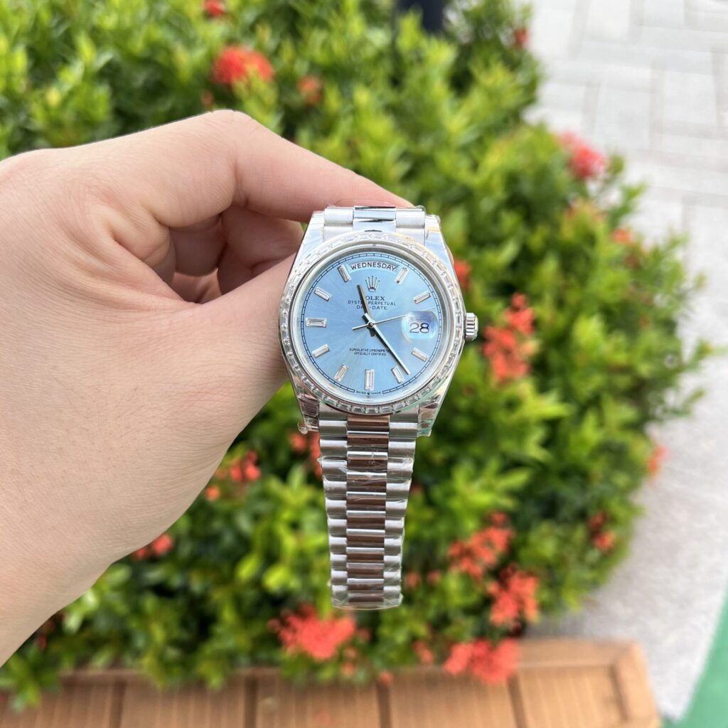 Super Clone Rolex Day-Date Ice Blue Diamond Dial 228396tbr-0002 40 mm