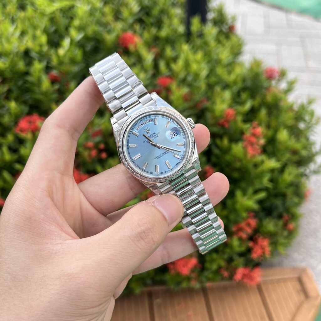Super Clone Rolex Day-Date Ice Blue Diamond Dial 228396tbr-0002 40 mm