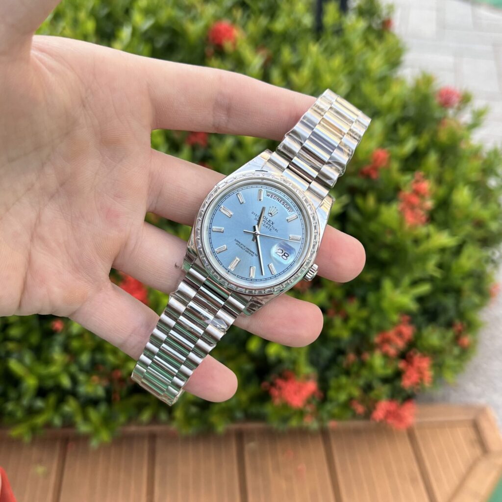 Super Clone Rolex Day-Date Ice Blue Diamond Dial 228396tbr-0002 40 mm