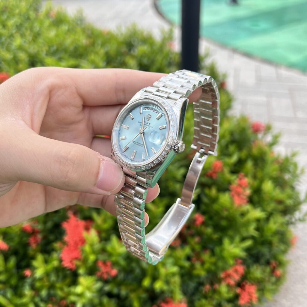 Super Clone Rolex Day-Date Ice Blue Diamond Dial 228396tbr-0002 40 mm