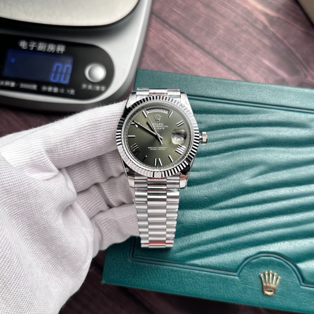 Super Clone Rolex Day-Date Olive Green Dial 228239-0033 40 mm – Swiss SuperClone