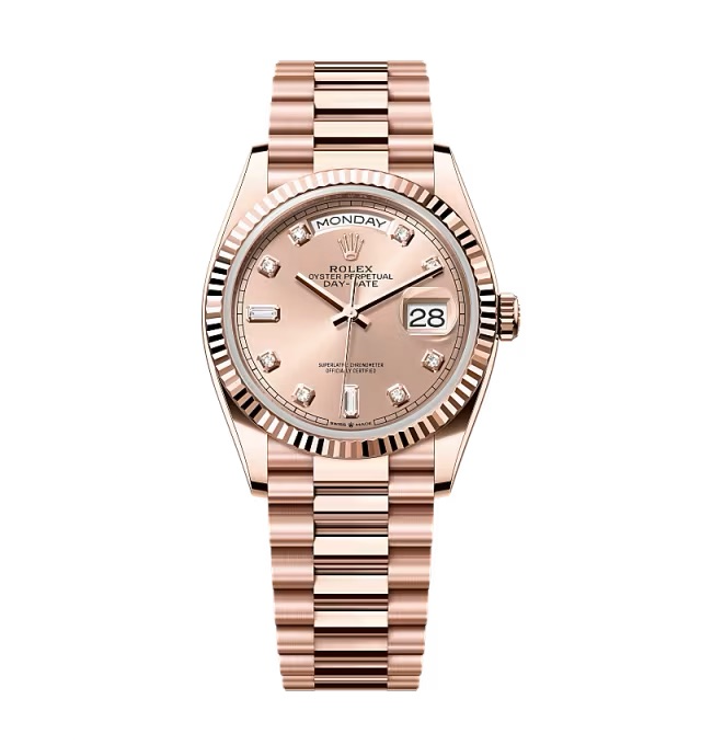 Super Clone Rolex Day-Date Rosé Diamond Dial 128235-0009 36 mm – Swiss SuperClone