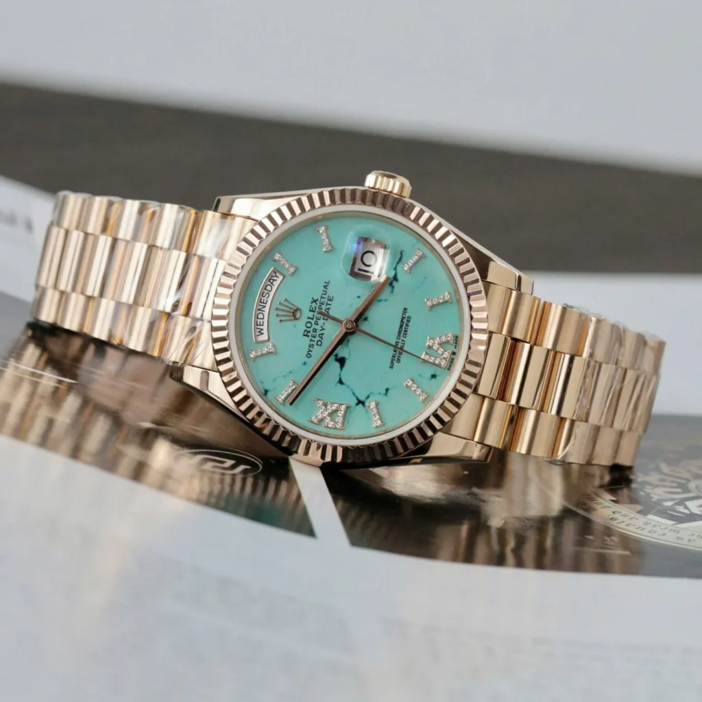 Super Clone Rolex Day-Date Turquoise Diamond Dial 128238-0071 36 mm