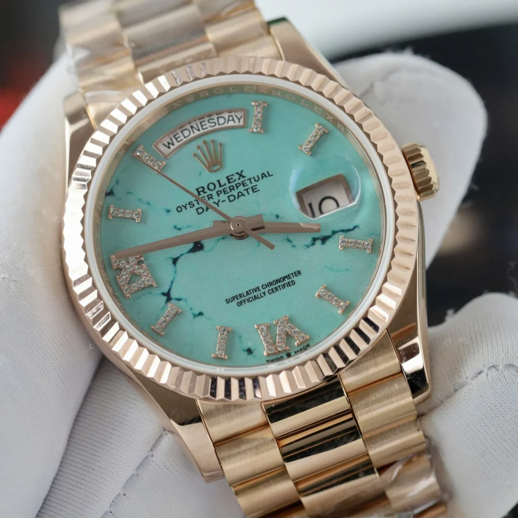 Super Clone Rolex Day-Date Turquoise Diamond Dial 128238-0071 36 mm