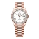 Super Clone Rolex Day-Date Weiße Zifferblatt 128345rbr-0070 36 mm