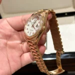 Super Clone Rolex Day-Date White Mother-of-Pearl Diamond Dial 128235-0029 36 mm
