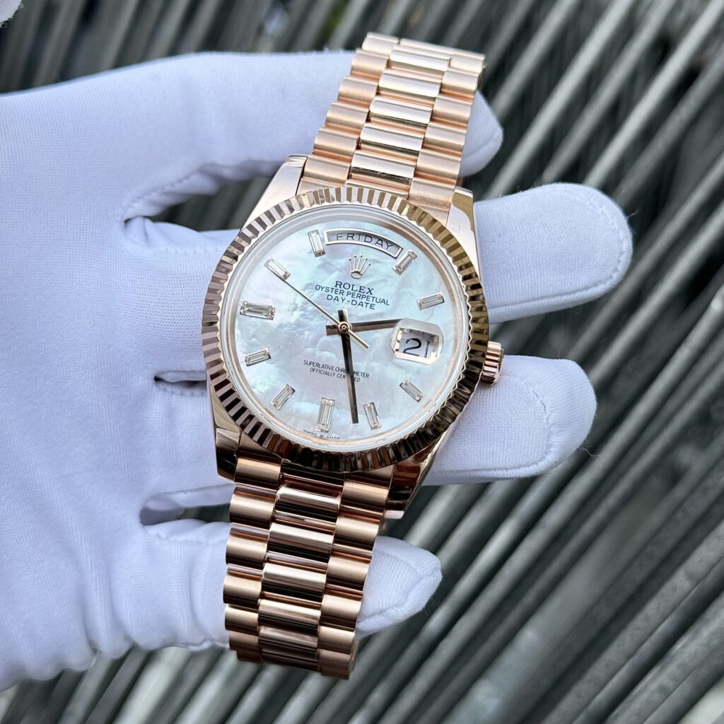 Super Clone Rolex Day-Date White Mother-of-Pearl Diamond Dial 128235-0078 36 mm