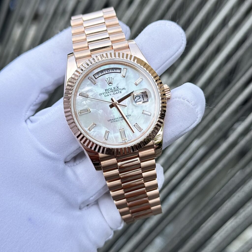 Super Clone Rolex Day-Date White Mother-of-Pearl Diamond Dial 128235-0078 36 mm