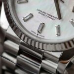 Super Clone Rolex Day-Date White Mother-of-Pearl Diamond Dial 128236-0021 36 mm