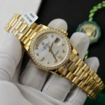 Super Clone Rolex Day-Date White Mother-of-Pearl Diamond Dial 128238-0011 36 mm