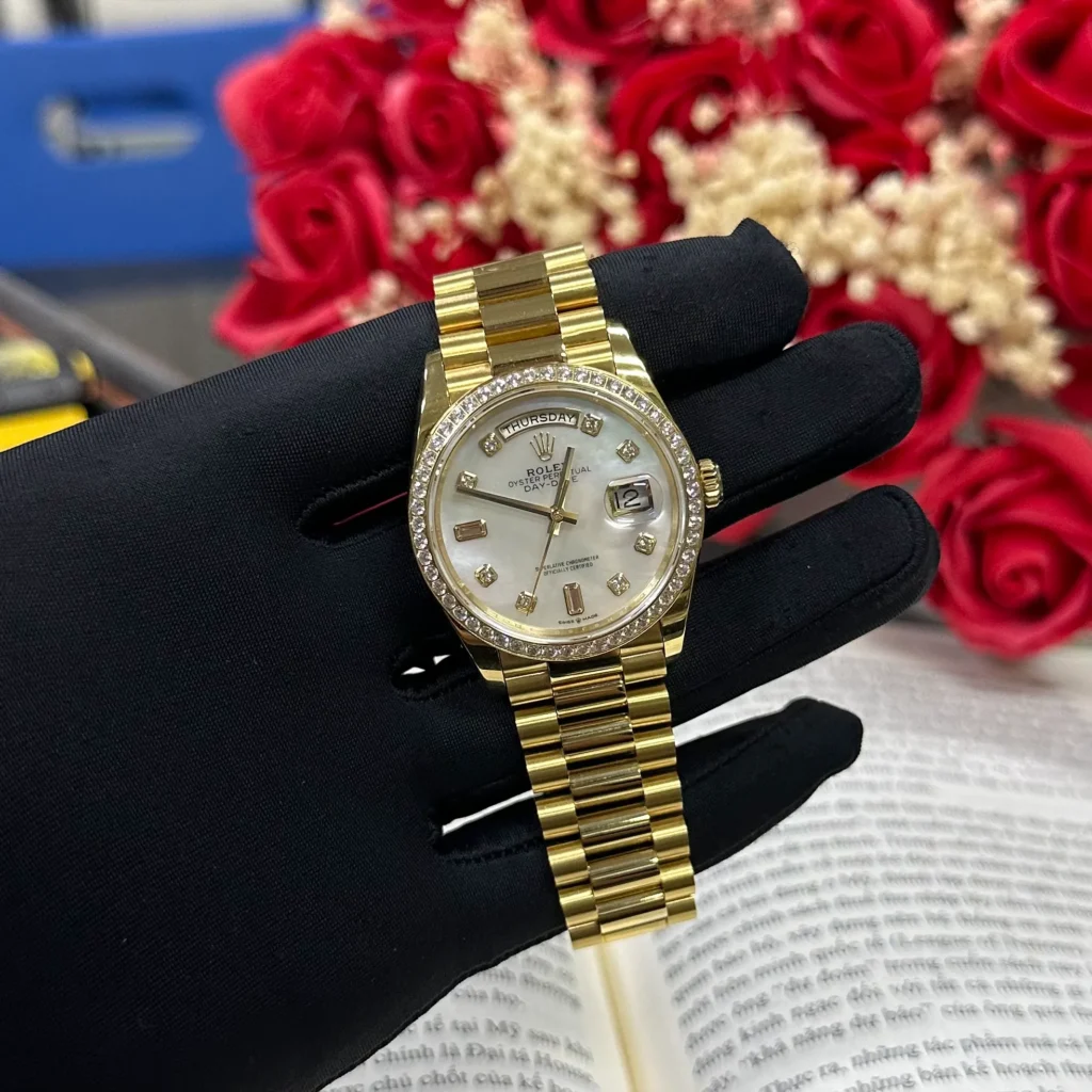 Super Clone Rolex Day-Date White Mother-of-Pearl Diamond Dial 128348rbr-0070 36 mm
