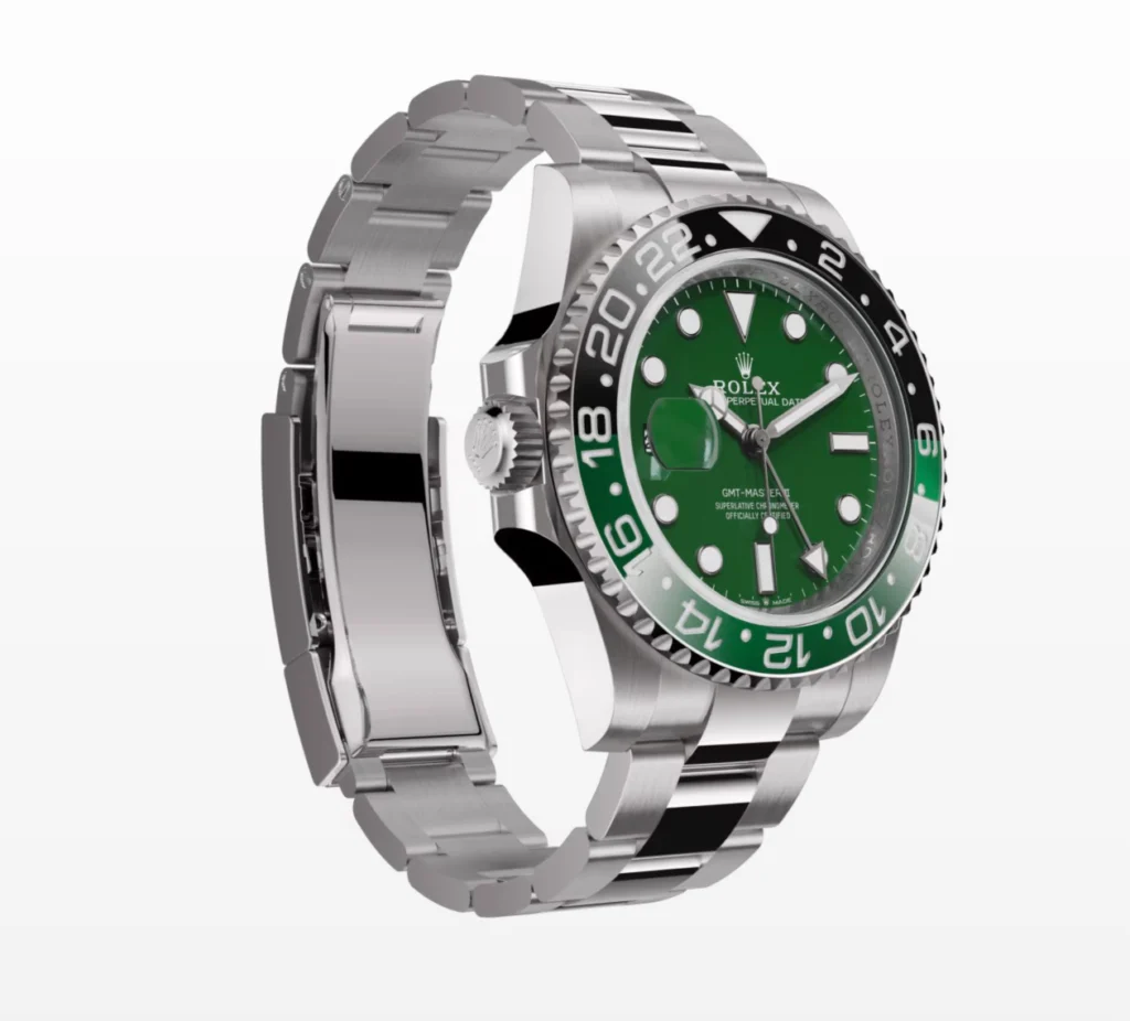 Super Clone Rolex GMT-Master II 126729VTNR Oyster “Absinthe” — movement / caseback view