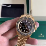 Super Clone Rolex GMT-Master II Black Dial 126718GRNR — dial close-up