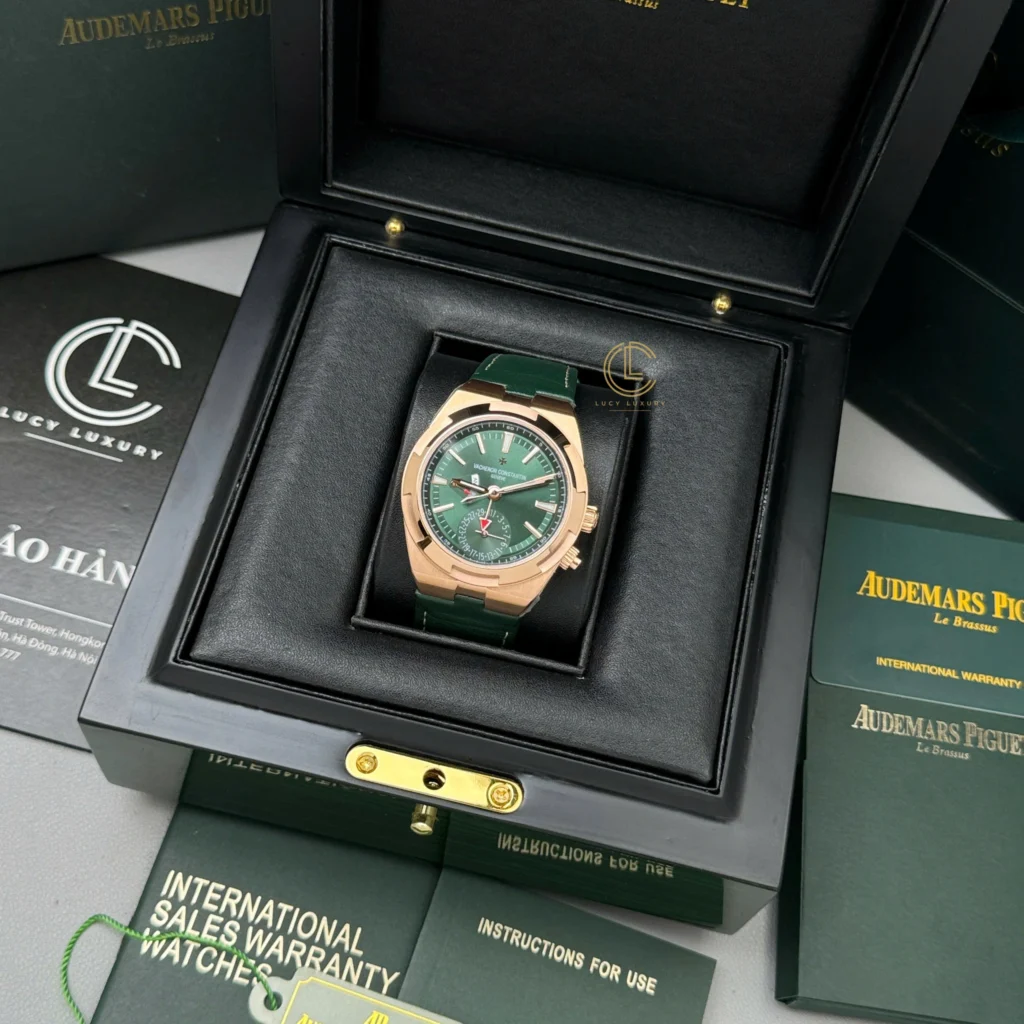 Super Clone Vacheron Constantin Overseas Dual Time 7900V 41mm Green Dial Rose Gold