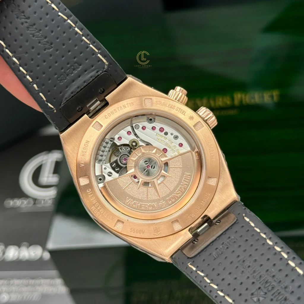 Super Clone Vacheron Constantin Overseas Dual Time 7900V 41mm Green Dial Rose Gold