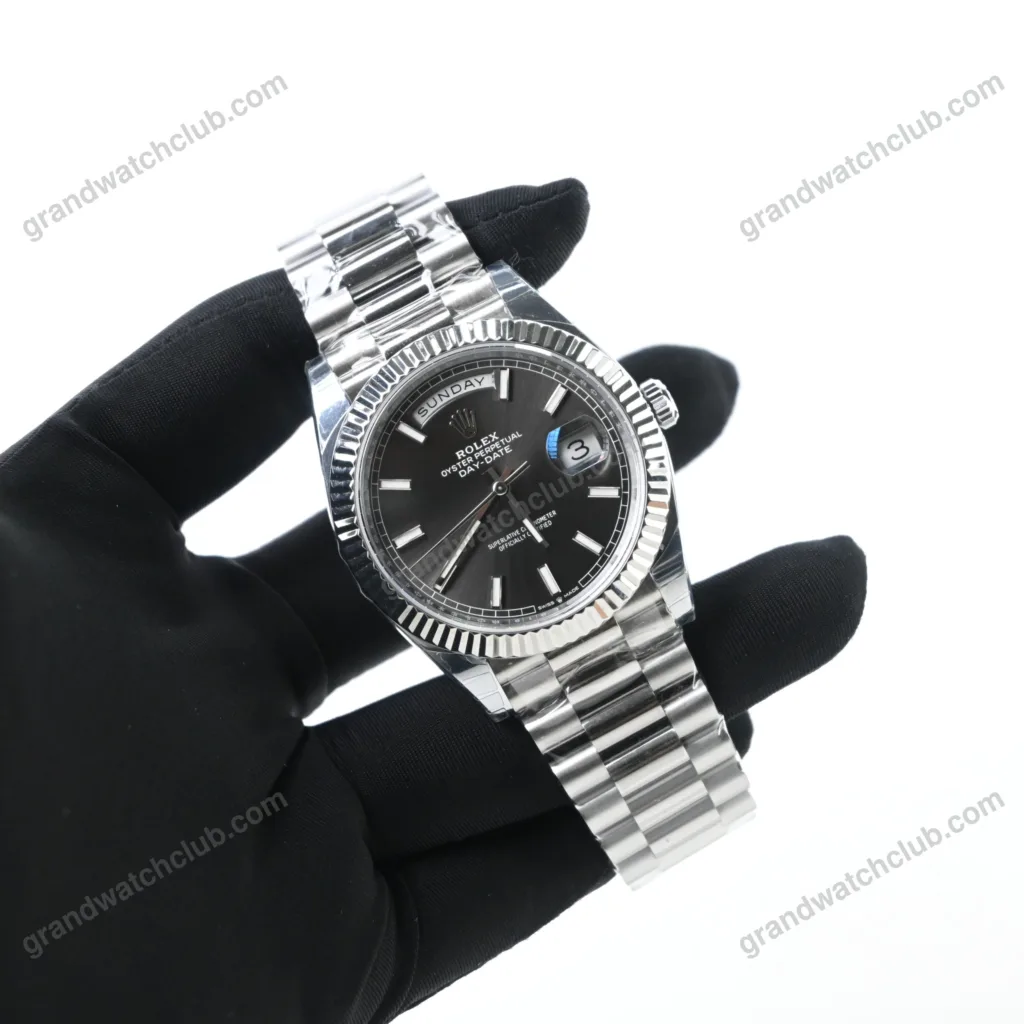 Super Clone Rolex Day-Date Bright Black Dial 228236-0003 40 mm – Swiss SuperClone