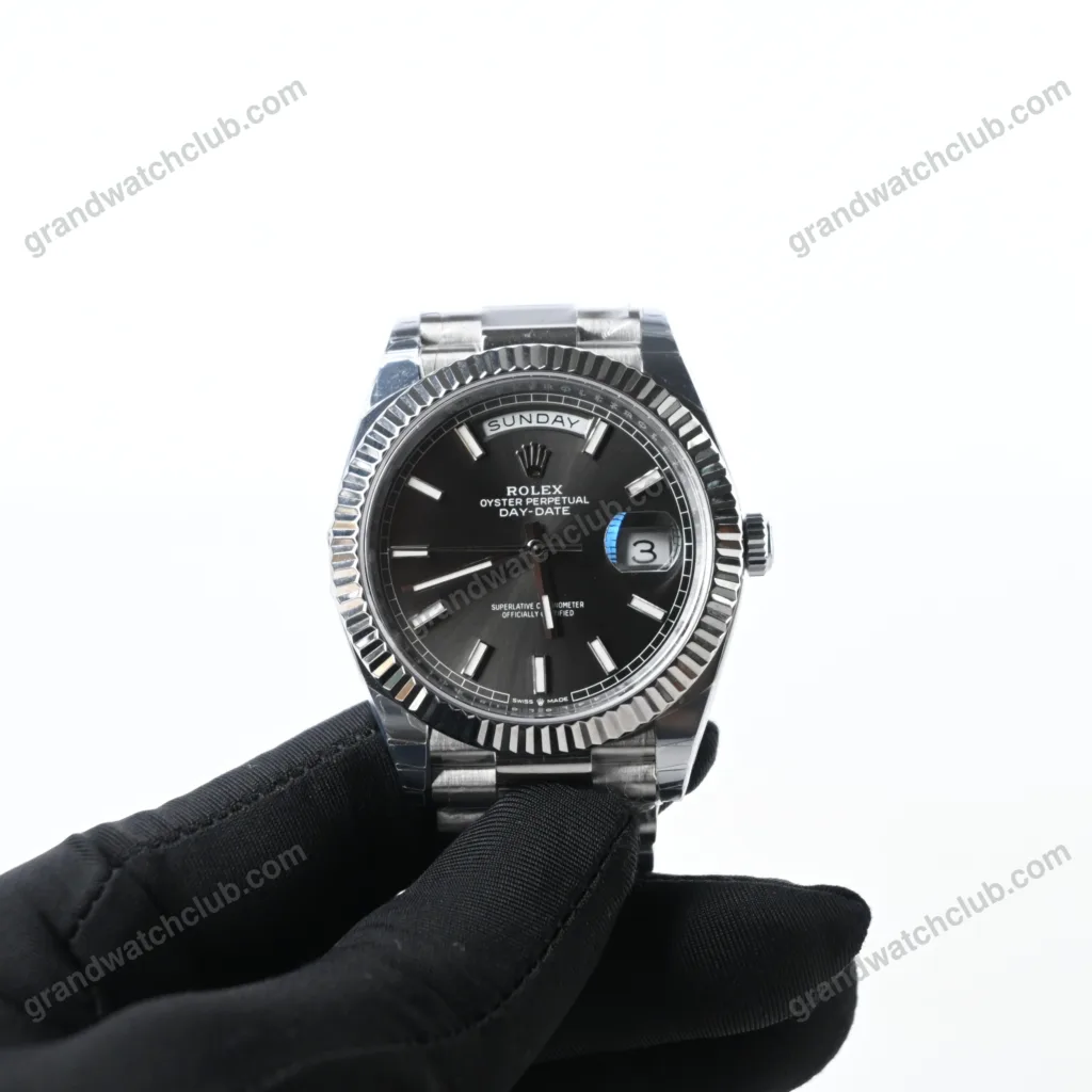 Super Clone Rolex Day-Date Bright Black Dial 228236-0003 40 mm – Swiss SuperClone