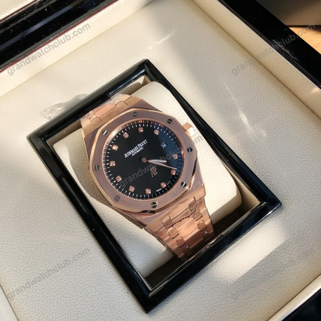 Super Clone Audemars Piguet Royal Oak “Jumbo” Extra-Thin 15207OR.OO.1240OR.01 39mm Black Dial Rose Gold