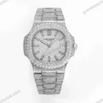 Super Clone Patek Philippe Nautilus 5711 40mm Up Full 3000pcs Moissanite Pave Hongkong – Customize Diamod – Swiss SuperClone