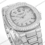 Super Clone Patek Philippe Nautilus 5711 40mm Up Full 3000pcs Moissanite Pave Hongkong – Customize Diamod – Swiss SuperClone