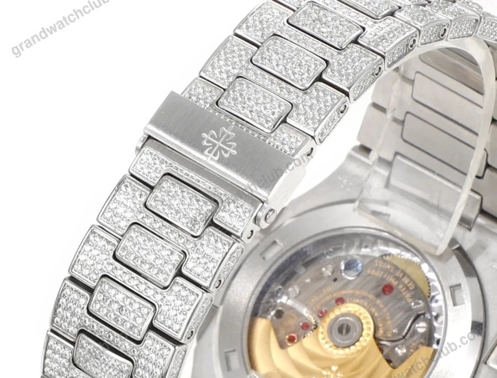 Super Clone Patek Philippe Nautilus 5711 40mm Up Full 3000pcs Moissanite Pave Hongkong – Customize Diamod – Swiss SuperClone