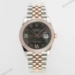 Super Clone Rolex Datejust Slate Diamond Dial 126281RBR-0011 36 mm — dial close-up