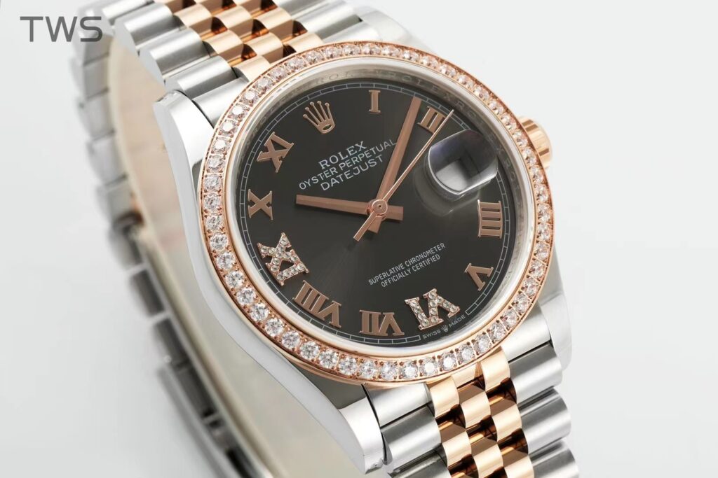 Super Clone Rolex Datejust Slate Diamond Dial 126281RBR-0011 36 mm — bracelet detail