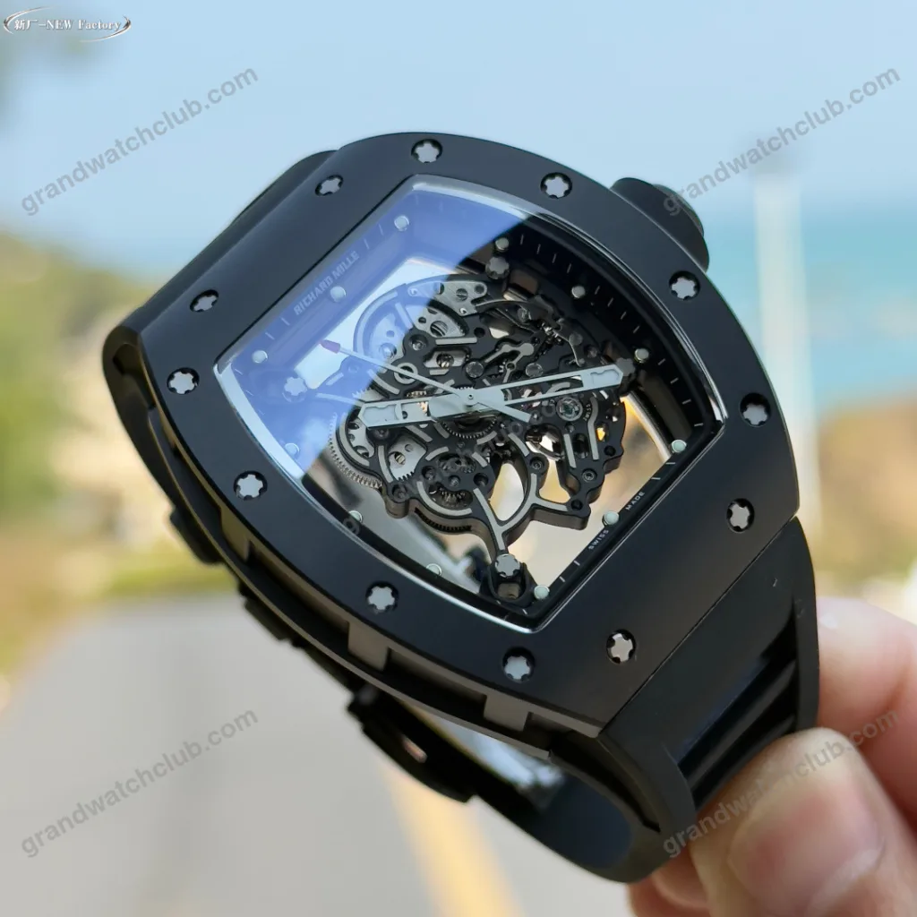 Super Clone Richard Mille RM 55 Richard Mille Manual Winding Bubba Watson 42mm Black