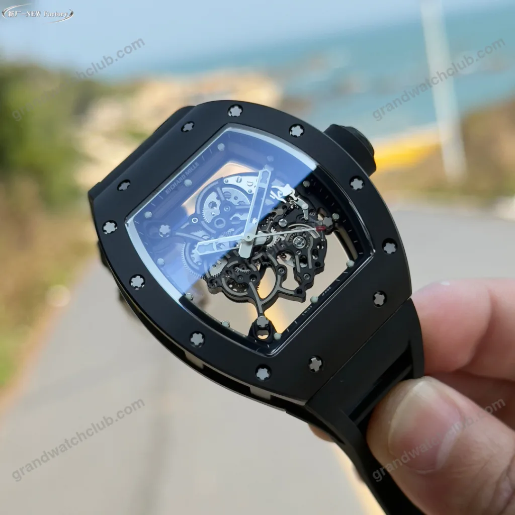 Super Clone Richard Mille RM 55 Richard Mille Manual Winding Bubba Watson 42mm Black