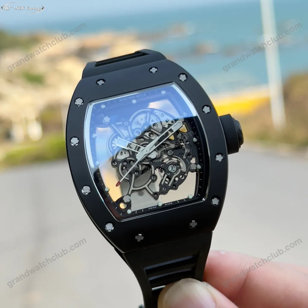Super Clone Richard Mille RM 55 Richard Mille Manual Winding Bubba Watson 42mm Black