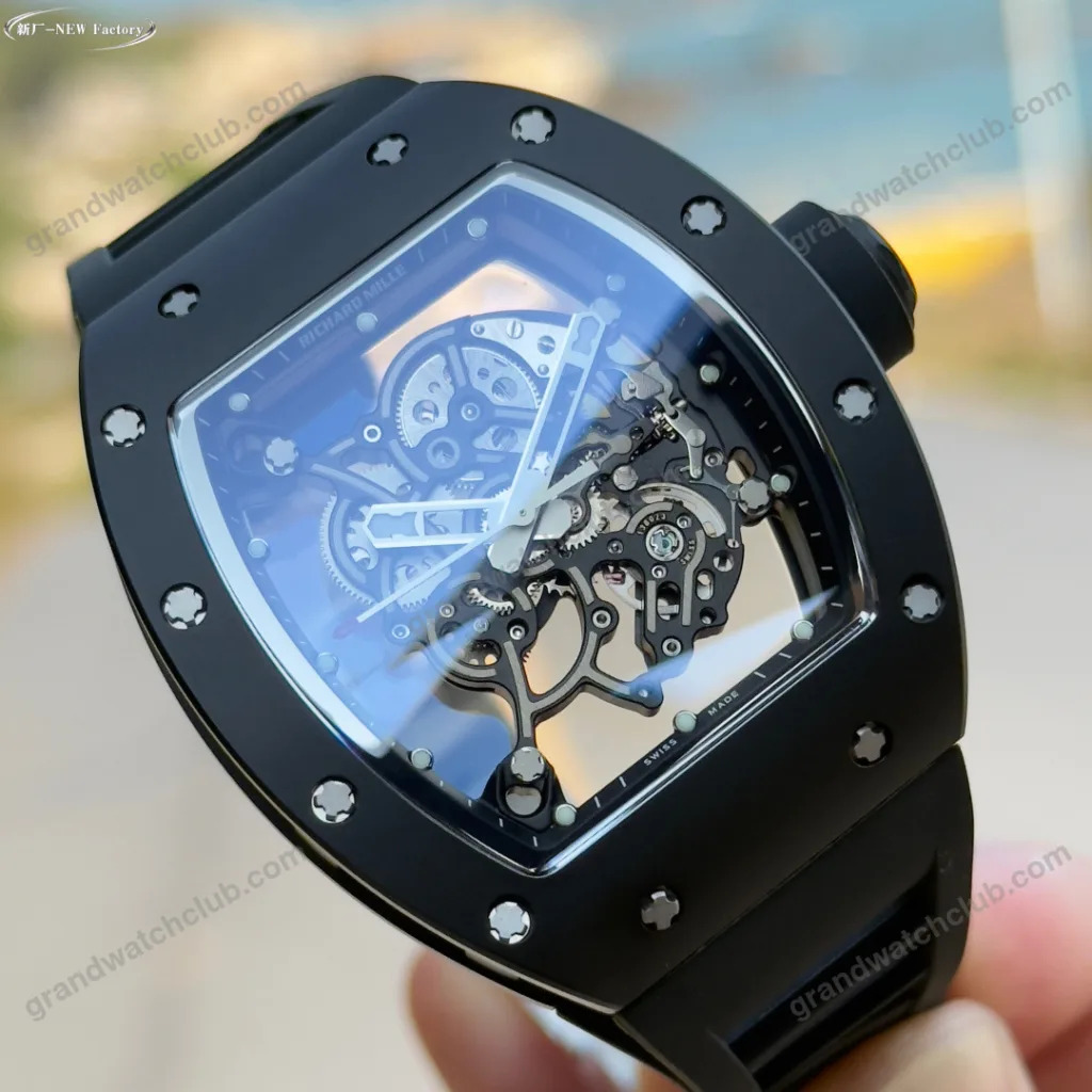 Super Clone Richard Mille RM 55 Richard Mille Manual Winding Bubba Watson 42mm Black
