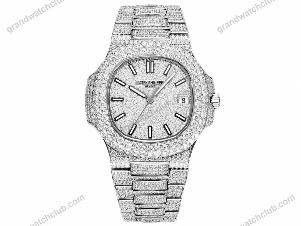 Super Clone Patek Philippe Nautilus 5711 40mm Up Full 3000pcs Moissanite Pave Hongkong – Customize Diamod – Swiss SuperClone