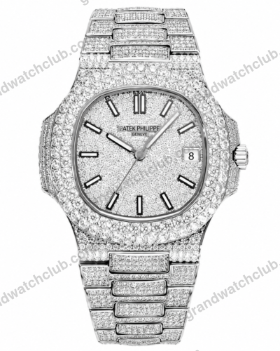 Super Clone Patek Philippe Nautilus 5711 40mm Up Full 3000pcs Moissanite Pave Hongkong – Customize Diamod – Swiss SuperClone