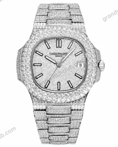 Super Clone Patek Philippe Nautilus 5711 40mm Up Full 3000pcs Moissanite Pave Hongkong – Customize Diamod – Swiss SuperClone