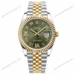 Super Clone Rolex Datejust Olive Green Roman Diamond Dial 126233-0026 36 mm
