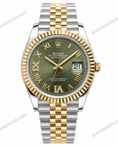 Super Clone Rolex Datejust Olive Green Roman Diamond Dial 126233-0026 36 mm – Swiss SuperClone