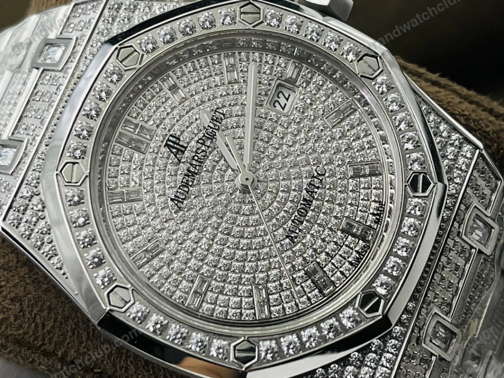 Super Clone Audemars Piguet Royal Oak 15400ST 41mm Full Moissanite Hongkong – Customize Diamod – Swiss SuperClone