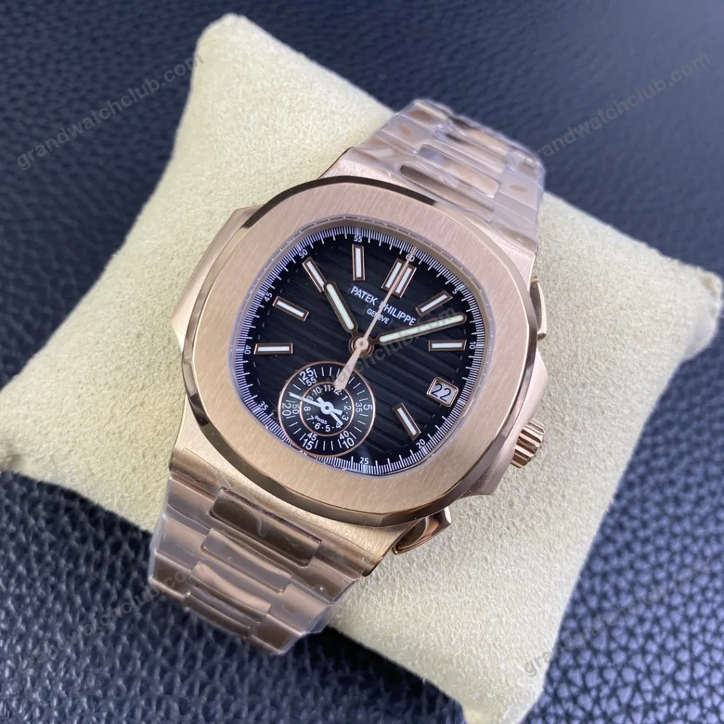 Super Clone Patek Philippe Nautilus Chronograph 5980/1R-001 40mm Black-Gray Dial Rose Gold – Swiss SuperClone