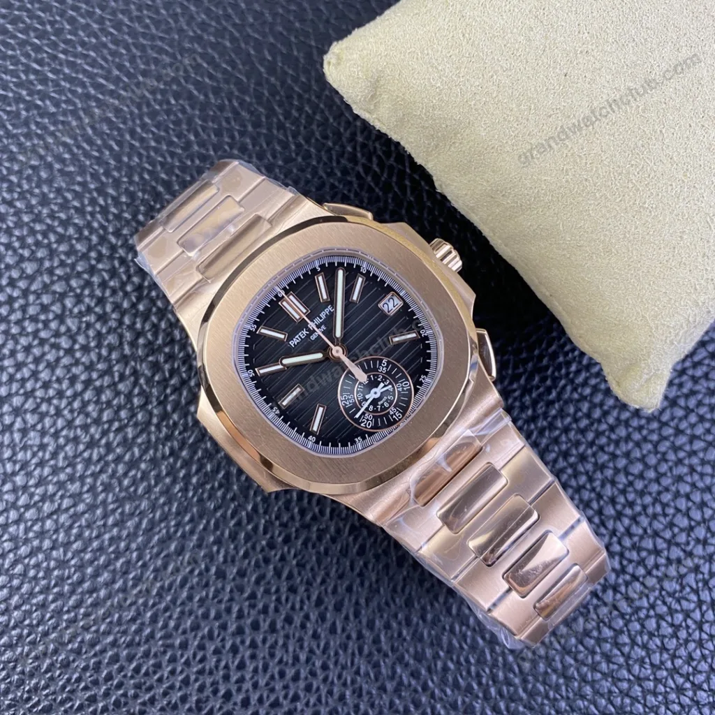 Super Clone Patek Philippe Nautilus Chronograph 5980/1R-001 40mm Black-Gray Dial Rose Gold – Swiss SuperClone